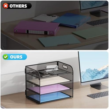 Marbrasse 4 Tier Paper Organizer Letter Tray - Mesh Desk File