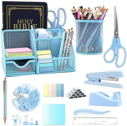 12 in 1 Blue Desk Organizers & Office Supplies Set for Office Home