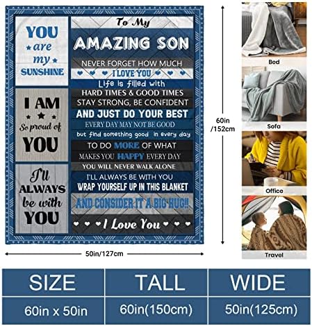 Quilazy Son Gifts from Mom Dad, Gifts for Son Blanket, Valentines