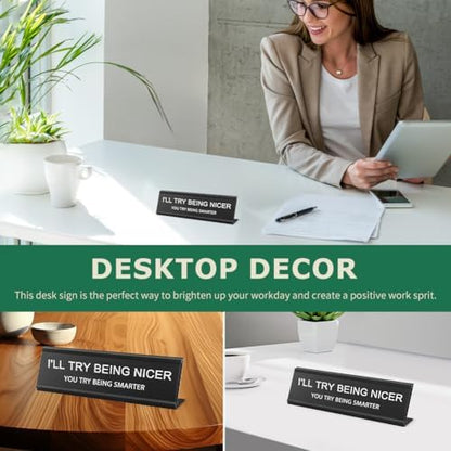 Funny Desk Signs for Office Women Men,Sarcastic Snarky Gift Prank