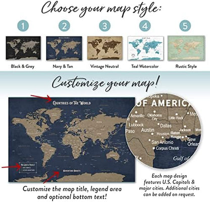 Personalized Adventure Awaits Travel World Custom Canvas Wall Art
