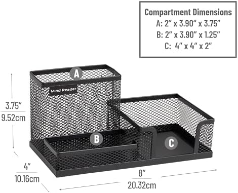 Mind Reader Desktop Organizer, Pen Holder, Clip Basket, Storage