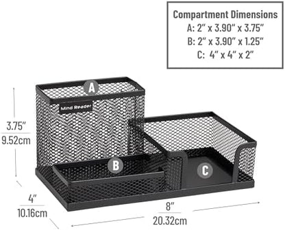 Mind Reader Desktop Organizer, Pen Holder, Clip Basket, Storage