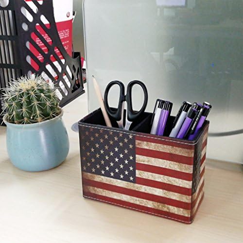 DreamsEden Pen Holder, Vintage American Flag Pencil Cup Desktop Pen