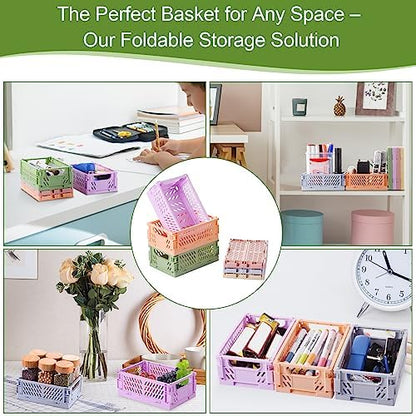 HUUSMOT 6-Pack Collapsible Small Plastic Storage Baskets