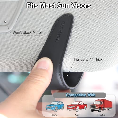 Magnetic Leather Sunglass Holder for Car, Eyeglasses Clip for