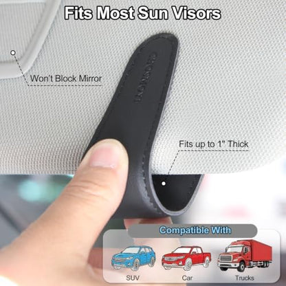 Magnetic Leather Sunglass Holder for Car, Eyeglasses Clip for