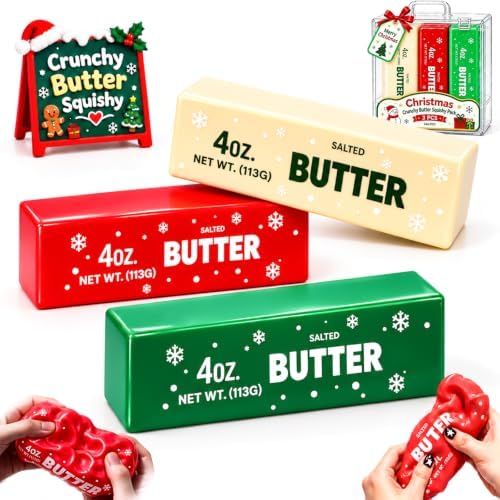 3PCS Christmas Crunchy Butter Squishy Pack, ASMR Fidget Sensory Toys