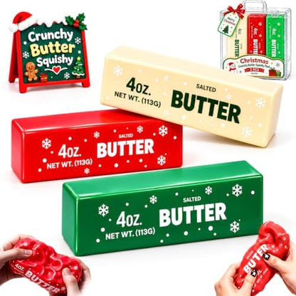 3PCS Christmas Crunchy Butter Squishy Pack, ASMR Fidget Sensory Toys