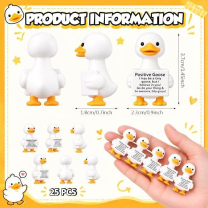 Gejoy 25 Pcs Mini Rubber Goose Toys Positive Mini Silly Gooses Figures