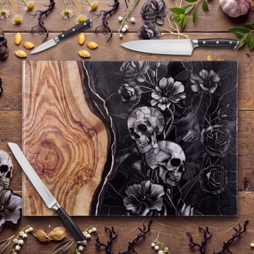 Halloween Skull Glass Cutting Board Halloween Charcuterie Board