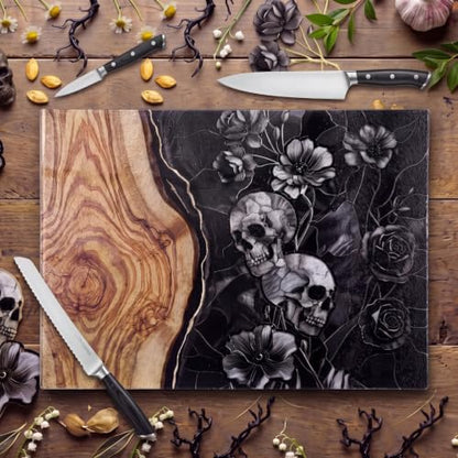 Halloween Skull Glass Cutting Board Halloween Charcuterie Board