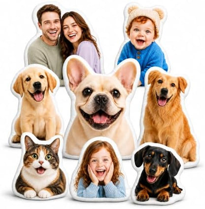 Custom Pet Pillow with Photo Picture, Dog Cat Face Pillow for Dog Mom