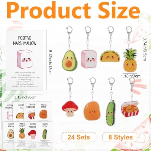 24 Sets Food Keychains Bulk Fruit Keychain Group Gifts Employee
