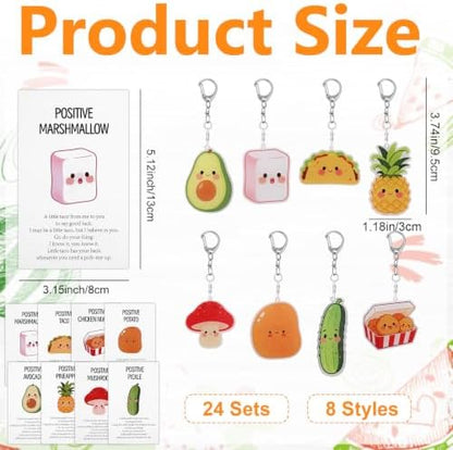 24 Sets Food Keychains Bulk Fruit Keychain Group Gifts Employee