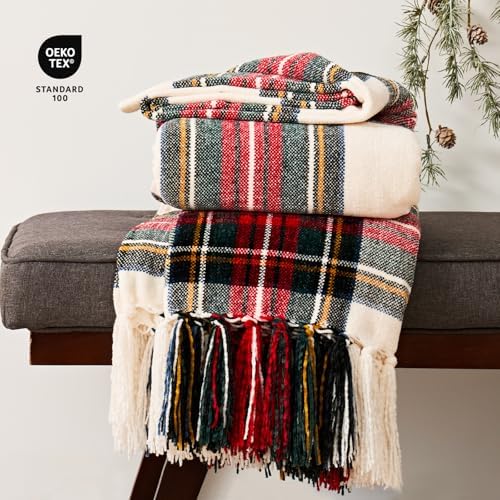 EverGrace Chenille Christmas Throw Blanket, 50"x60", White Stewart
