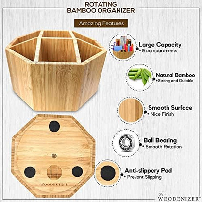 Bamboo Art Supply Organizer - Pencil & Pen Holder - Kids & Adults Desk