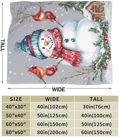 Cute Snowman Blanket Soft Warm Winter Snowman Fleece Plush Throw