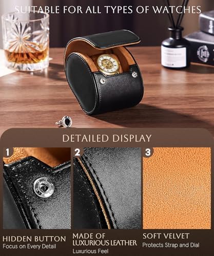 Homde Watch Roll Travel Case: Luxury Leather Watch Box for Men and
