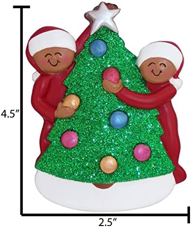 Personalized Our First Christmas Ornament 2026, Black Couple Red