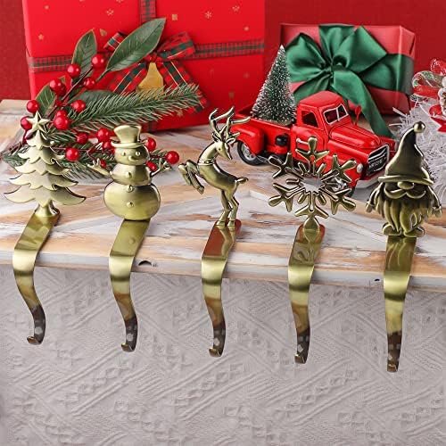 URATOT Christmas Stocking Holders Non-Slip Metal Stocking Hooks Mantel