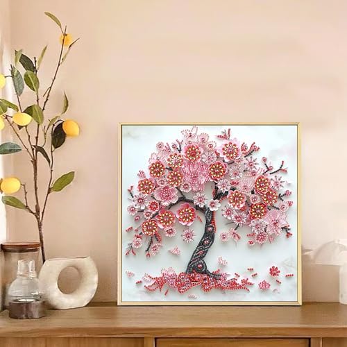 LazyFold Diamond Painting Art Kit, DIY Sakura Tree 5D Special Shape