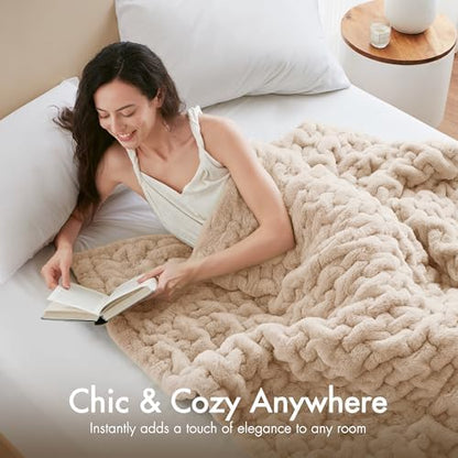 Madison Park Ruched Fur Throw Faux Fur Blanket for Sofa, 50" x 60"