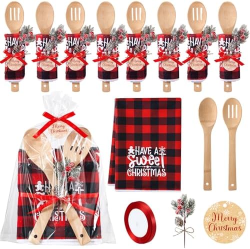 Pinkunn 8 Set Christmas Kitchen Towels, Holiday Cooking Utensils