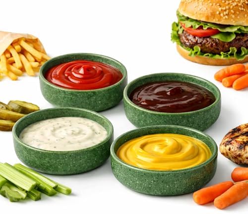 Dipping Bowls Set of 4, 2462°F High-Fired Ceramic Small Bowls for