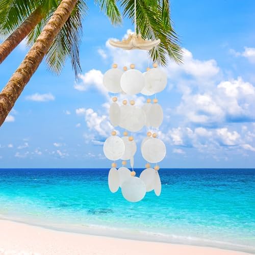 Seashells Wind Chimes - Handcrafted White Capiz Shells Windchime