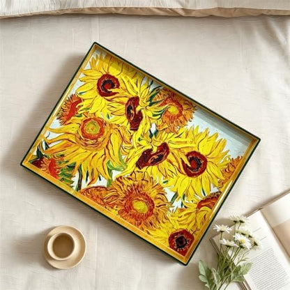 Classic Impressionist Sunflower Decorative Serving Tray, 15.7" x 11.8"