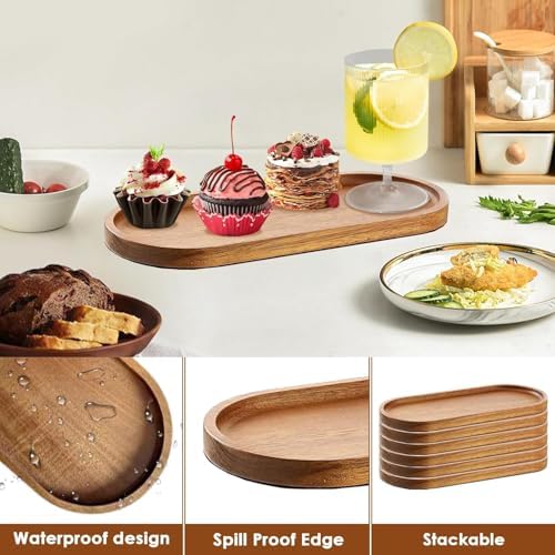 Linwnil 4Pack Wood Serving Trays 11.5x4 Inch Charcuterie Boards Oval