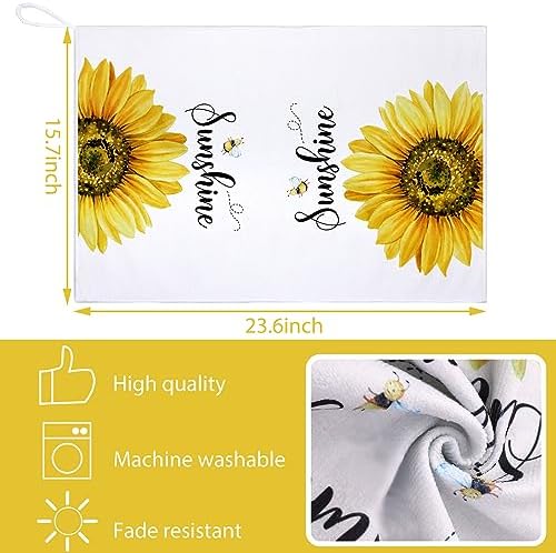 Bencailor 4 Pcs Sunflower Kitchen Towels Set, Hand Tea Towels Gifts