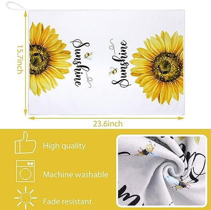 Bencailor 4 Pcs Sunflower Kitchen Towels Set, Hand Tea Towels Gifts