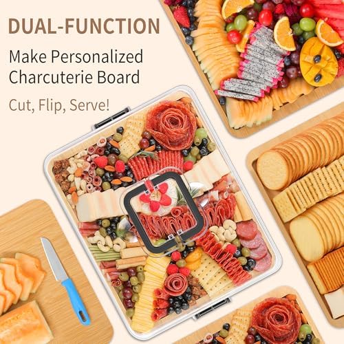 CAWIU Large Charcuterie Board with Lid, Portable Cheese Board & Snack