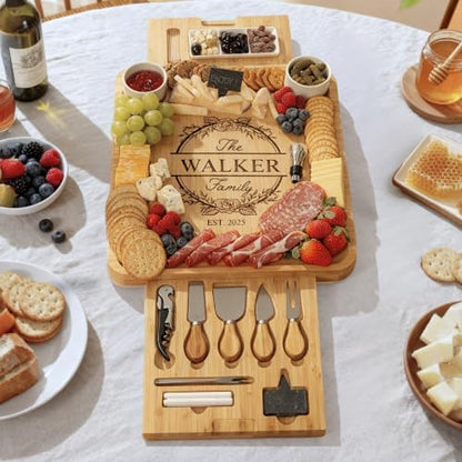 Personalized Charcuterie Board Gift Set, Custom Engraved Charcuterie