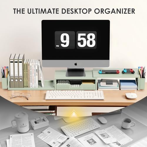 OPNICE Desk Organizers and Accessories, Dual Monitor Stand Riser with