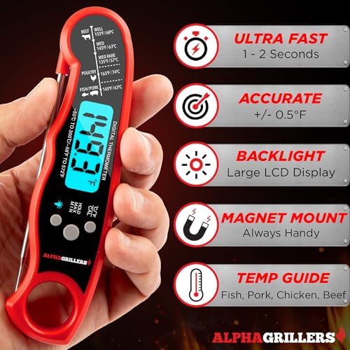 Alpha Grillers Instant Read Meat Thermometer Digital, Cooking, Food