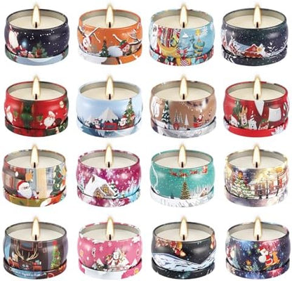 16Pack Christmas Scented Candles Gift- Aromatherapy Candle-Soy