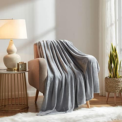 KMUSET Fleece Blanket Throw Size Grey Lightweight Super Soft Cozy