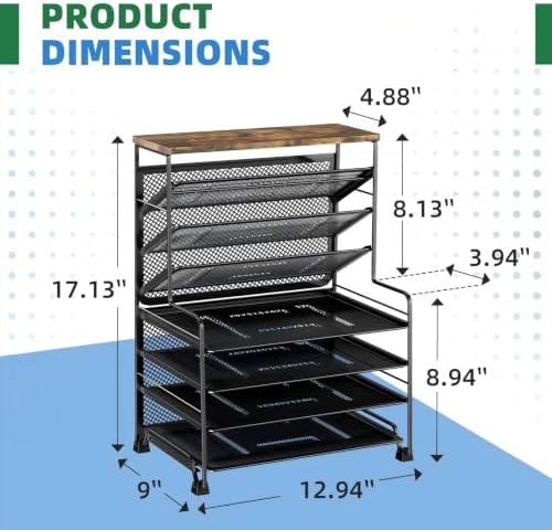 Simple Trending 8-Tier Desk File Organizer for Office, Home or School