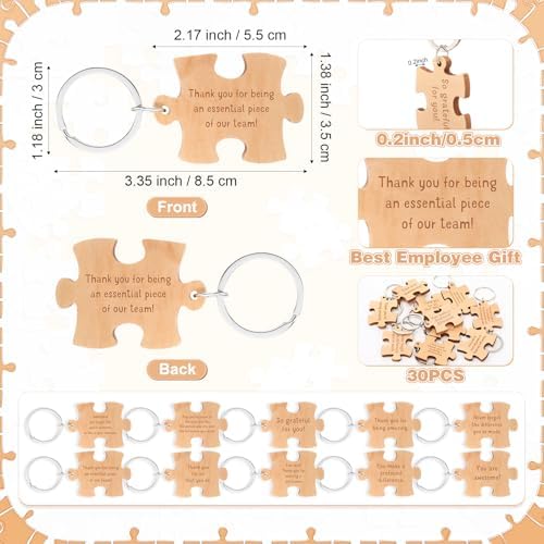 Team Employee Gifts Appreciation Thank You Wooden Puzzle Piece