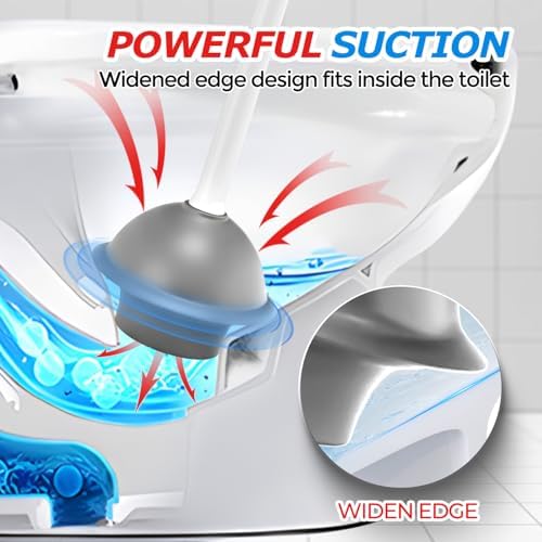 FORASTO Toilet Plunger with Holder - Heavy Duty Bathroom Cleaning