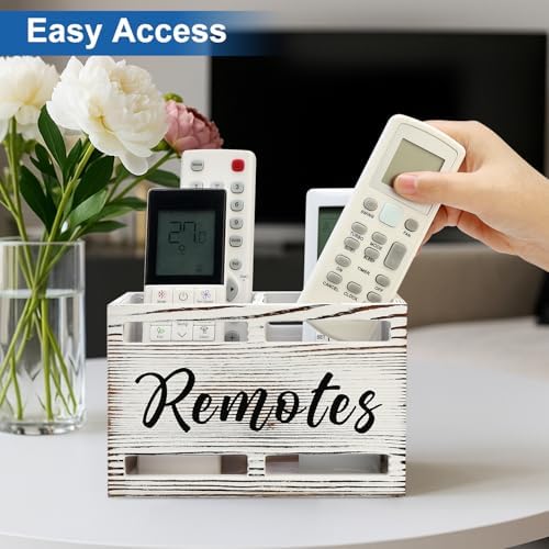 Wooden TV Remote Control Holder Wall Mount Remote Caddy Organizer for
