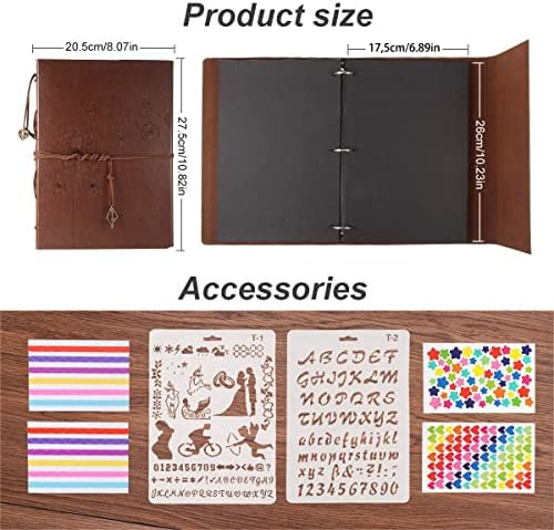 ThxMadam Leather Scrapbook Album 60 Pages Vintage Love Photo Album,11