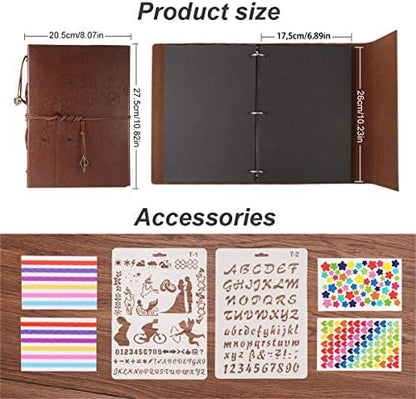 ThxMadam Leather Scrapbook Album 60 Pages Vintage Love Photo Album,11