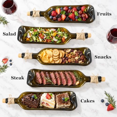 Melted Wine Bottle Serving Tray, Glass Cheese Board for Cheese and
