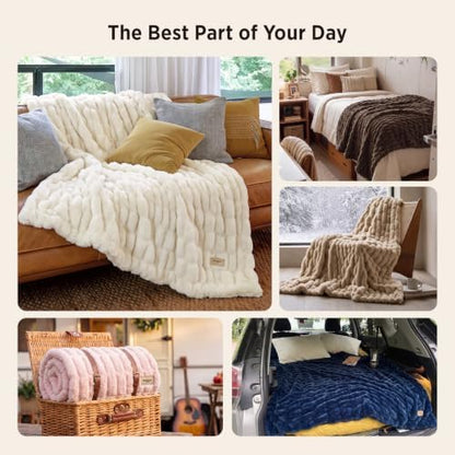 Bedsure Ultra Soft Double-Sided Faux Fur Throw Blanket for Couch