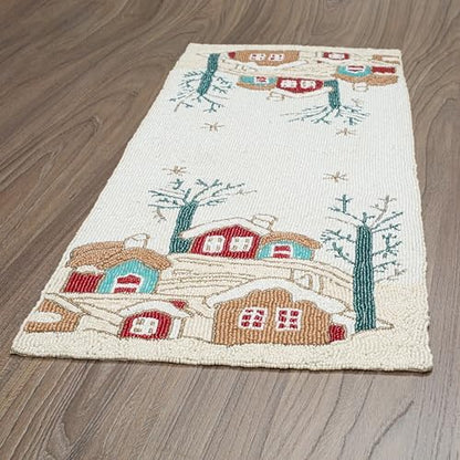 Lightnpro Poinsettia Beaded Table Runner – Elegant Farmhouse Decor for