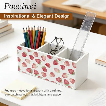 Watercolor Strawberry Pen Holder for Home Office Desk, Strawberry